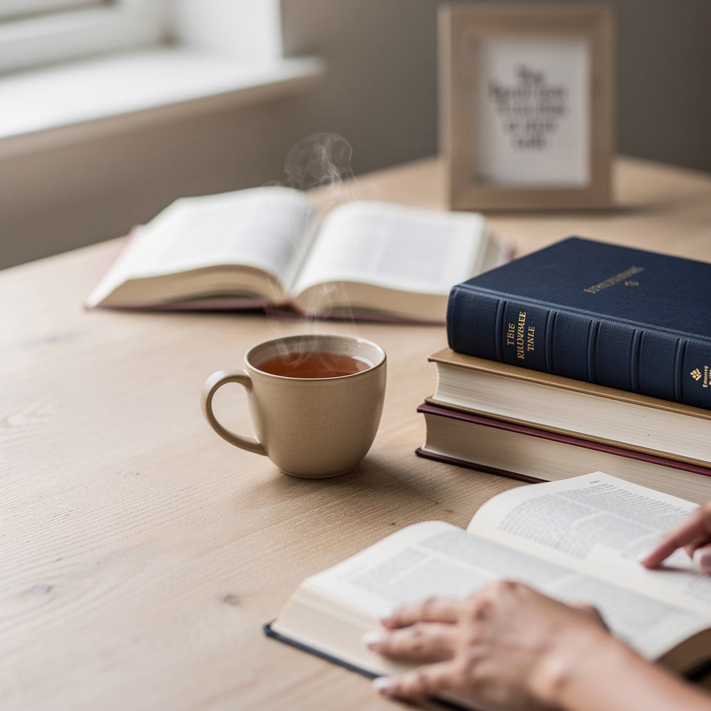 Bijbelse Bron christelijke boeken uit Friesland: een stapel boeken met een bijbel